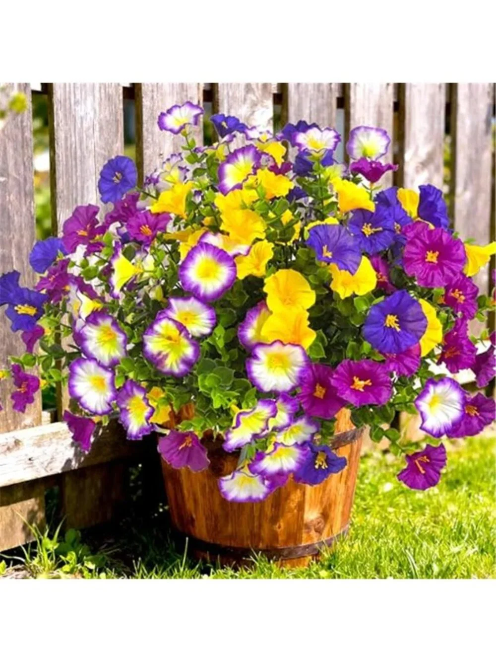 Fake Outdoor Flowers UV Resistant Faux Silk Morning Glory Spring Porch Decor 12